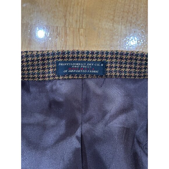 Christian Brooks 44R Men's Blazer Brown Houndstooth Sport Coat Made In The USA, - Picture 5 of 16